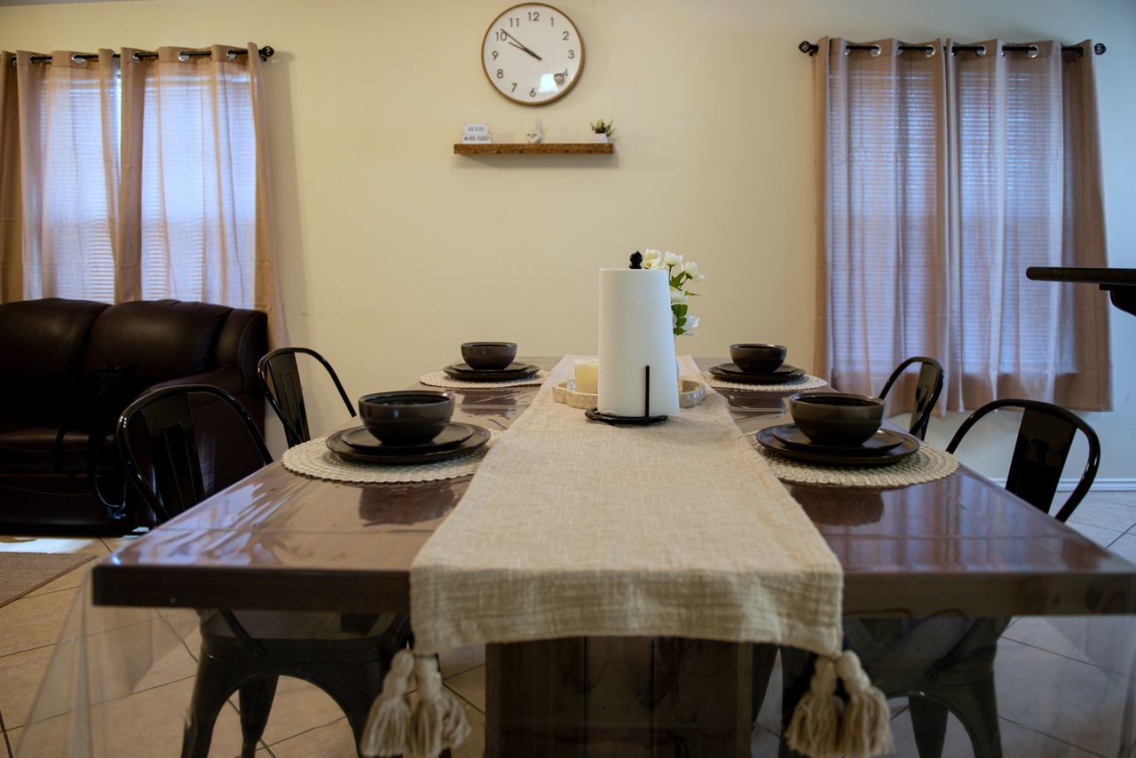 Dining table set for four